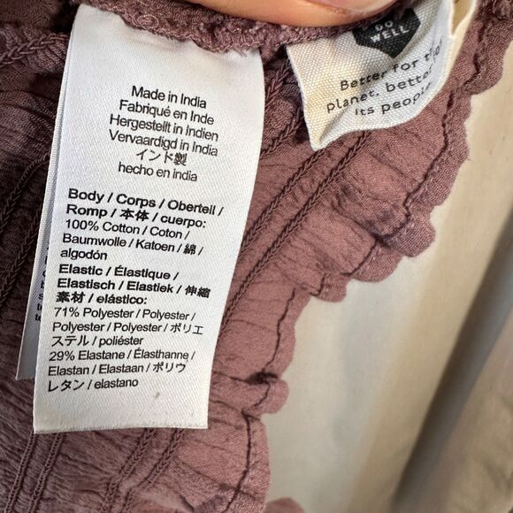 Madewell Lucie Flutter-Sleeve Smocked Bodice Top - Fig Size L - Picture 10 of 12